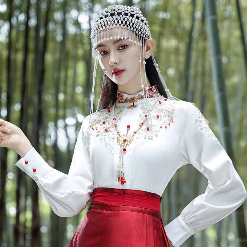 Hanfu-Ensemble de Vêtements Traditionnels Chinois pour Femme, Robe de Luxe, Jupe Tissée, Visage de Cheval localité, Nouvelle Collection Automne 2024