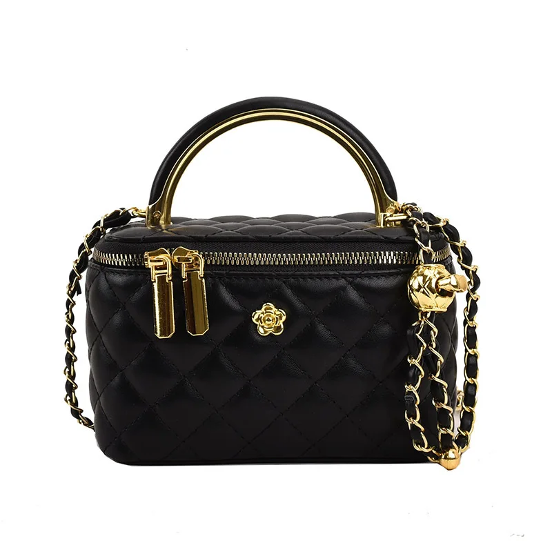 Quilted Shoulder Bag for Women PU Leather British Style Handbag Ladies Chain Crossbody Bags Female Small Square Pocket image 5