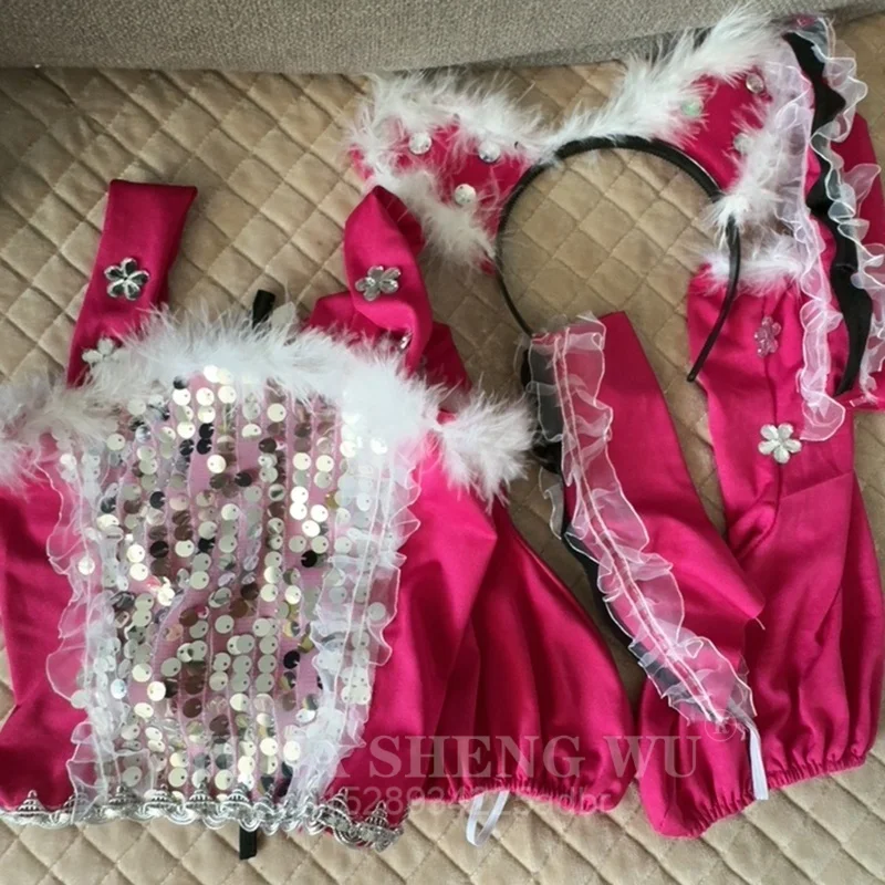 5Pcs 새끼 고양이 고양이 댄스 소녀 할로윈 의상 현대 무용 의상 어린이 무대 의상 소녀를위한 현대 무용 재즈 의상