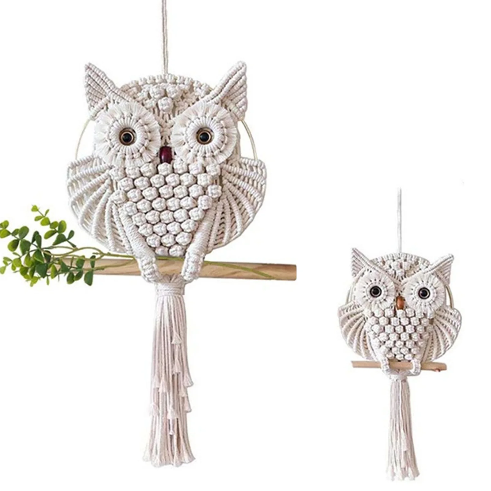 Handmade Macrame Woven Owl Decor Bohemian Home Decor Wall Art for Bedroom Boho Room Decor