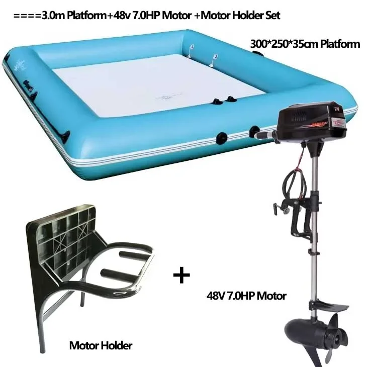 Smooth Fishing Boat Square Wider Mobile Fishing Platforms with Outboards Set for Multi-Persons LUYA Fishing 0.9mm Thickened Safe