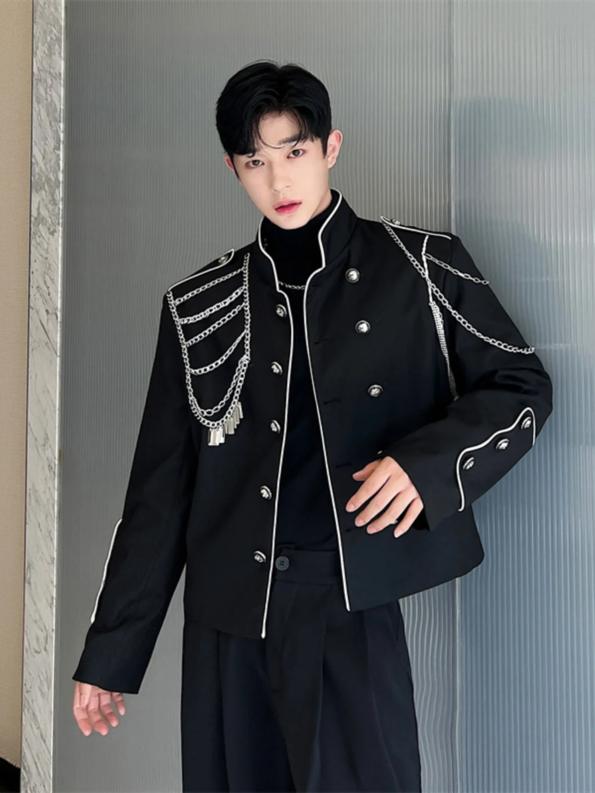 

Мужская демисезонная куртка-жакет в китайском стиле с воротником-стойкой на пуговицах, модная, элитная, молодежная, удлиненная...