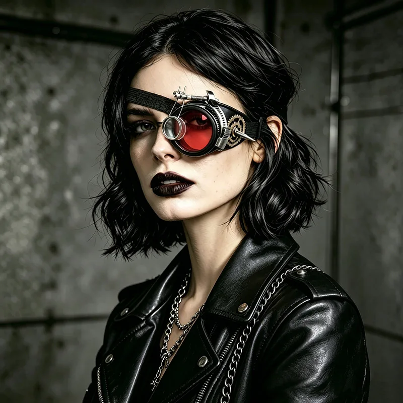 Steampunk Goggles Halloween Party One-eyed Goggle Welding Spikes Gears Gothic Glasses Vintage Removable Magnifying Glass Cosplay