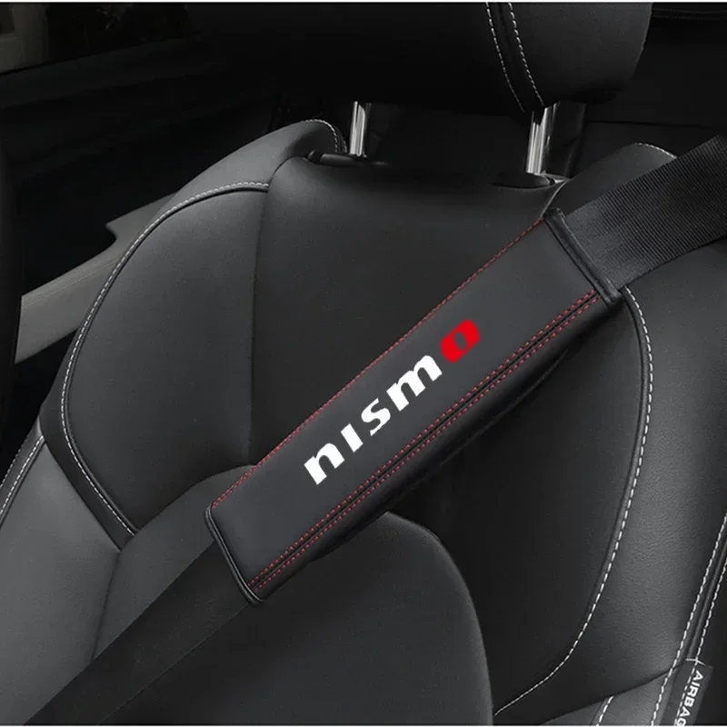 For Nissan Nismo Sylphy Rogue Pulsar 1pc Cowhide Car Interior Seat Belt Protector Cover For car Auto Accessories