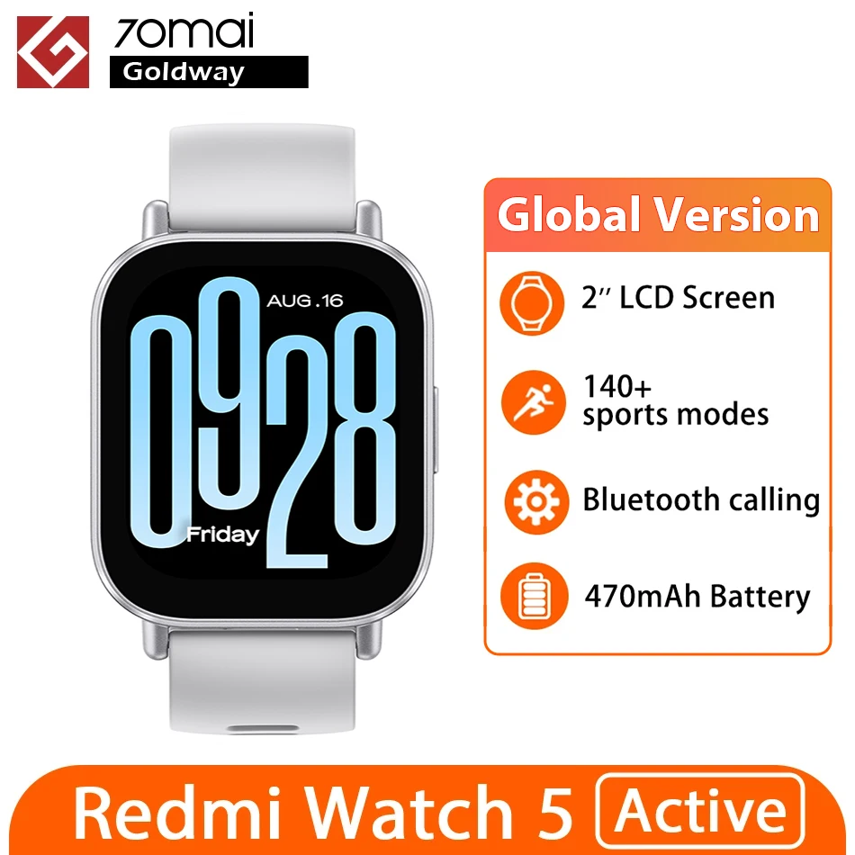 Global Version Xiaomi Redmi Watch 5 Active Smartwatch Bluetooth Calling 2'' LCD Display 140+ Sports Modes 470mAh Battery Mi Band