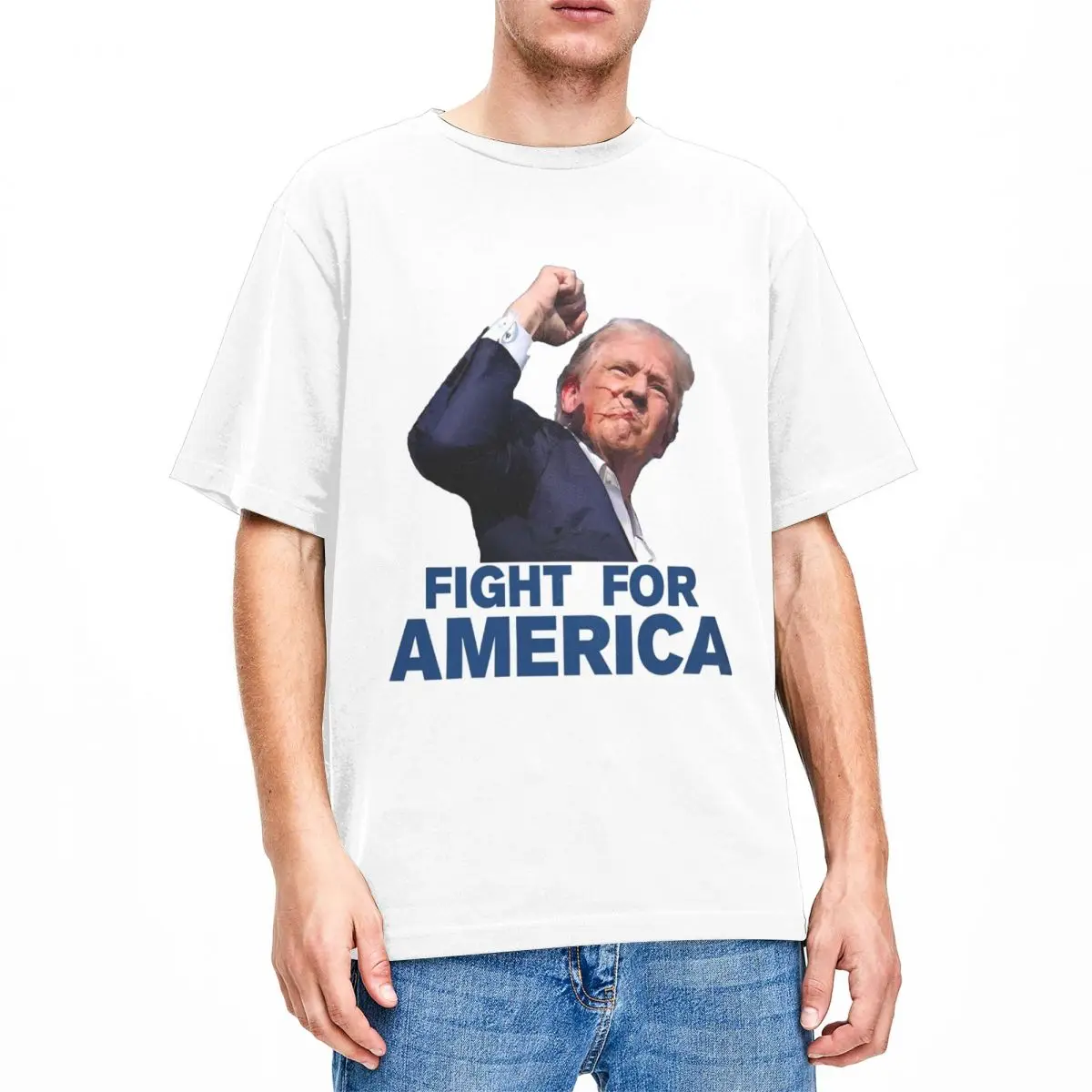 Streetwear T Shirt Donald Trump Fight For America Cotton T-Shirts Trending Tee Shirt Man Summer Casual Design Short Sleeve Tops