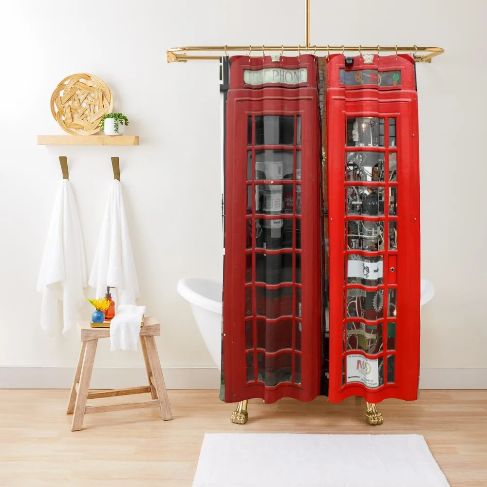 

British Phone Booths - Study I Shower Curtain Elegant Bathroom Bathroom Fabric Funny Shower Curtain
