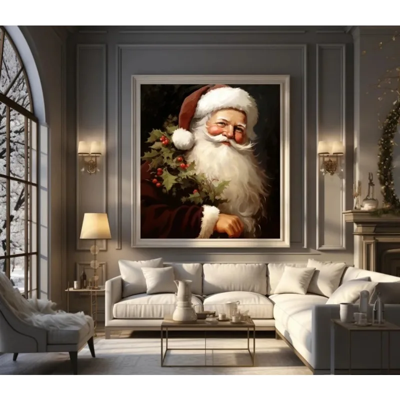 الرجعية سانتا عيد الميلاد Artful عيد الميلاد ديكور عطلة يطبع عيد الميلاد جدار الفن الموسمية جدار الفن عيد الميلاد ديكور طباعة سانتا #3