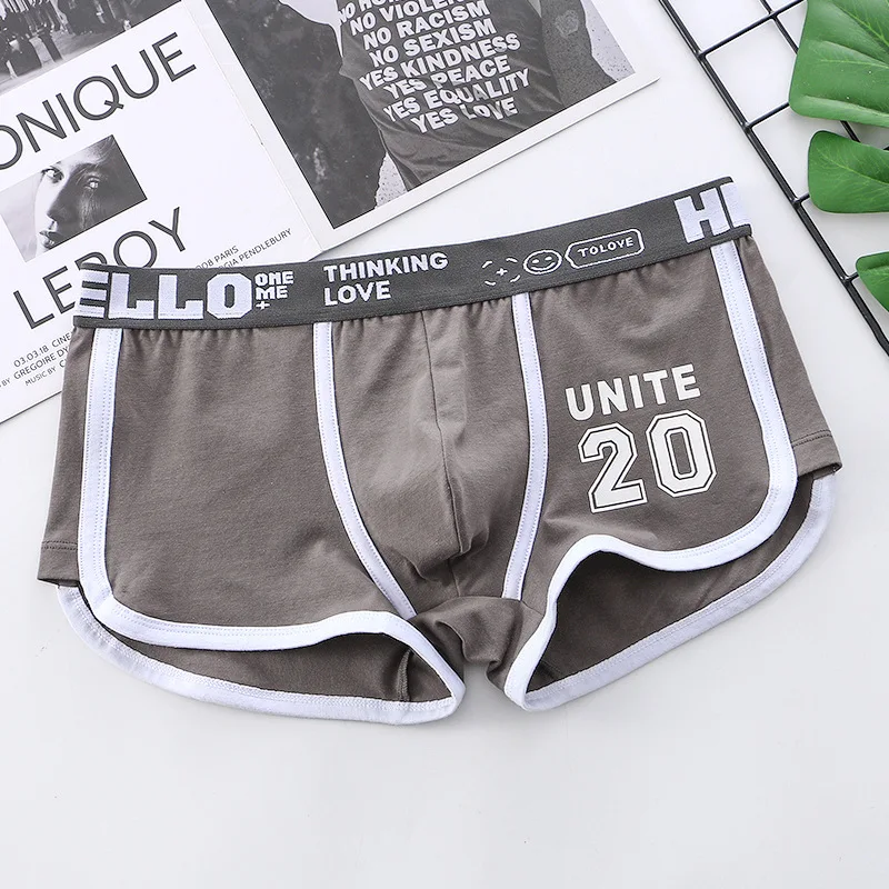 Summer Men Convex Pouch Underwear Printed Cotton Lingerie Medium Waist Panties Male Underpants Youth Man Breathable Boxer Shorts