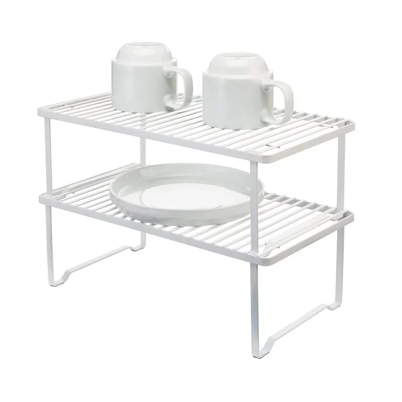 for Kitchen Storage  Countertop Cabinet Metal White Stackable Shelf