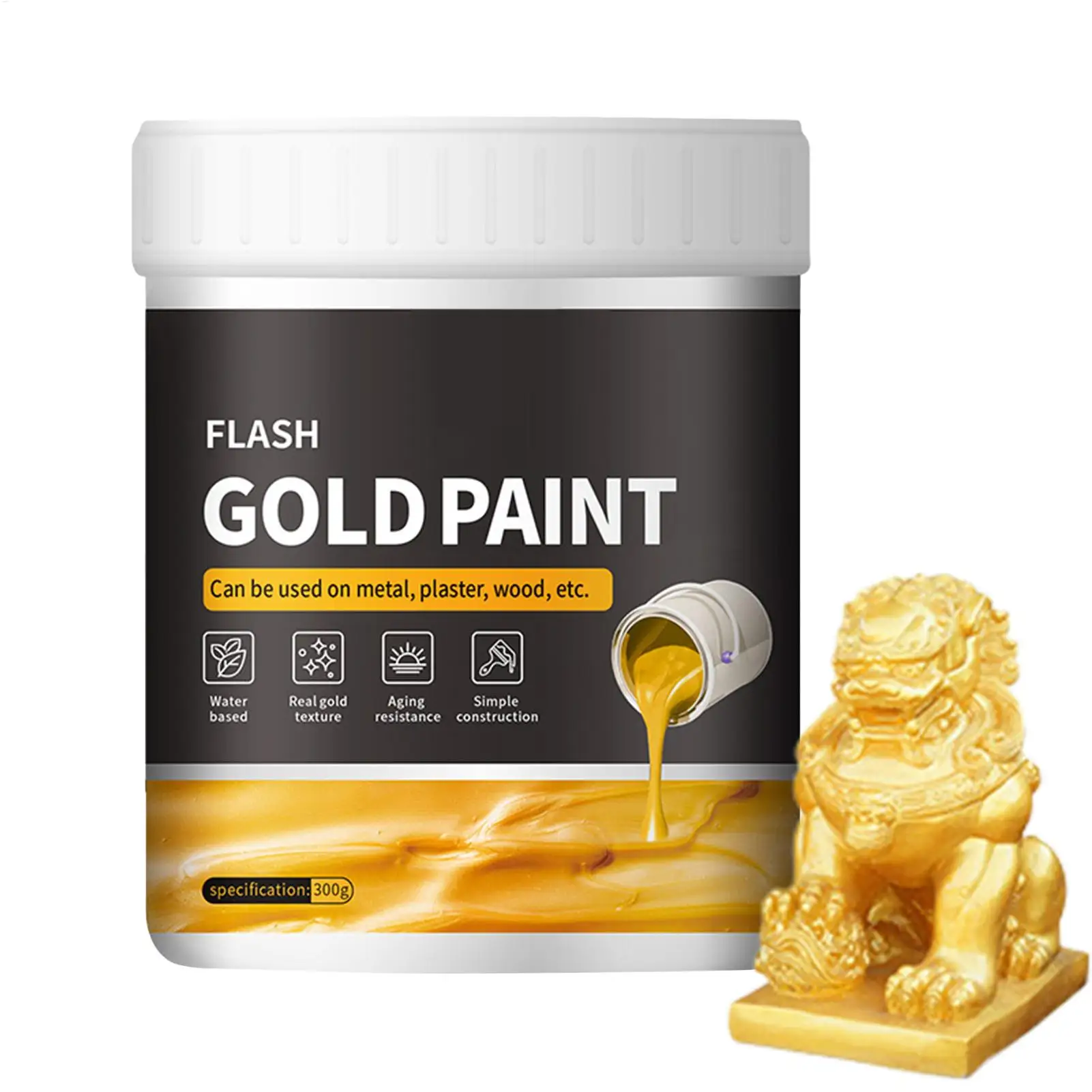 300g Non-Fading Liquid Gold Foil Paint Goldleaf Paint Water-based gold leaf paint Gold powder paint Liquid Gold Foil Paint view 5