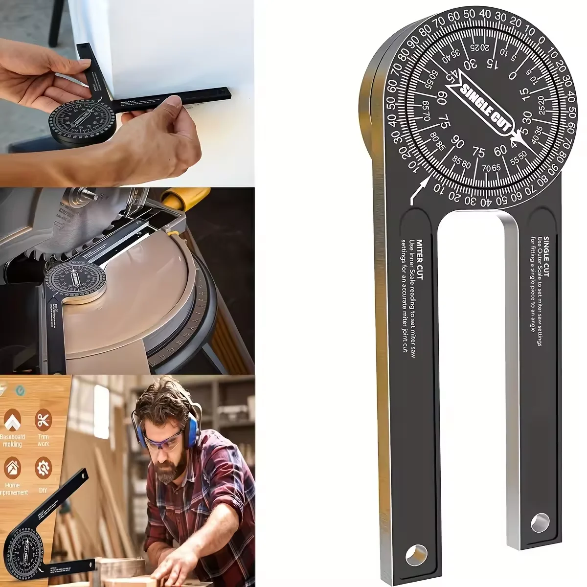 

360 Horizontal Angle Gauge, Plastic Aluminum Alloy Protractor, Woodworking, Angle, Cutting, Positioner, Protractor