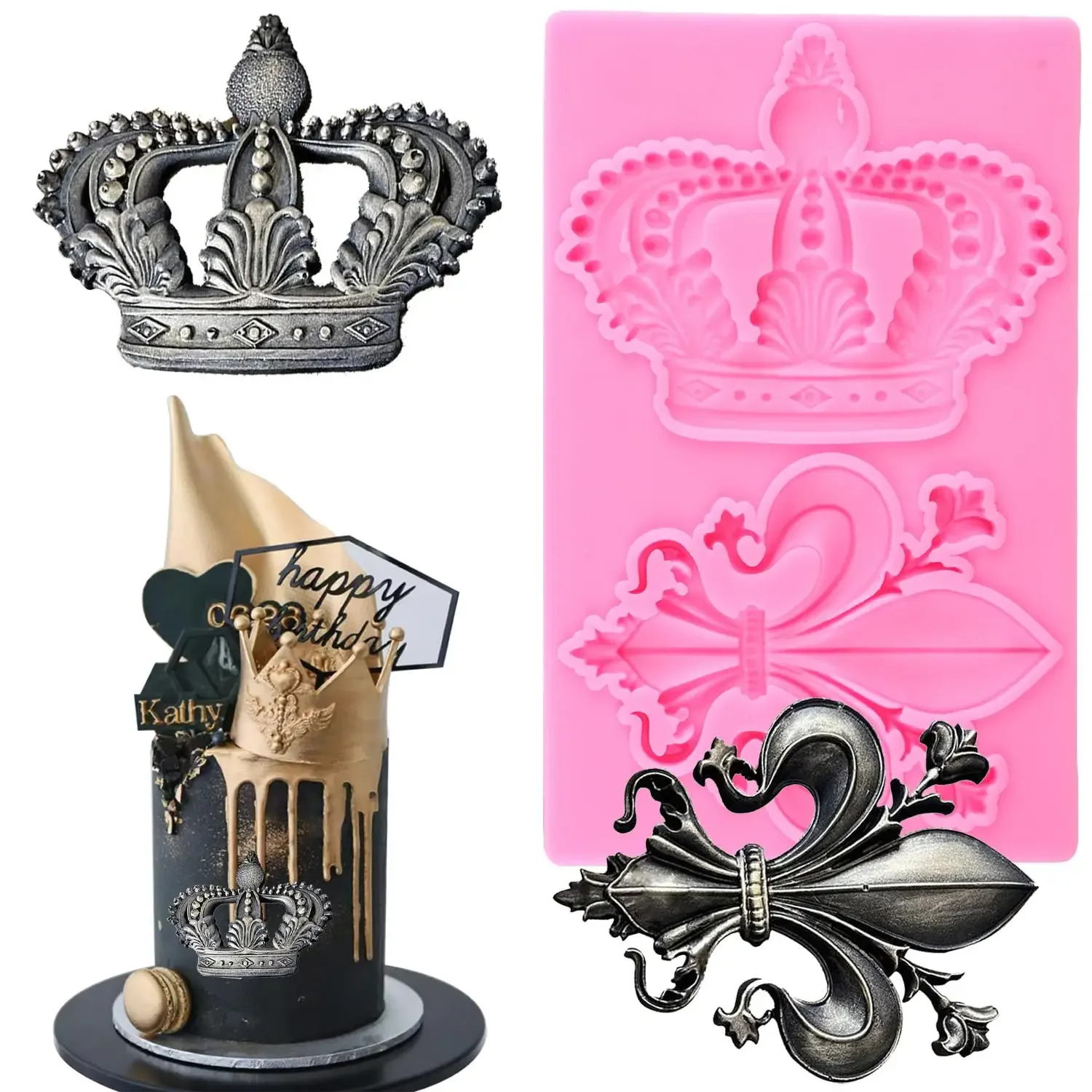 

Crown Silicone Molds Wedding Fondant Cake Decorating Tools DIY Baking Candy Polymer Clay Chocolate Gumpaste Moulds