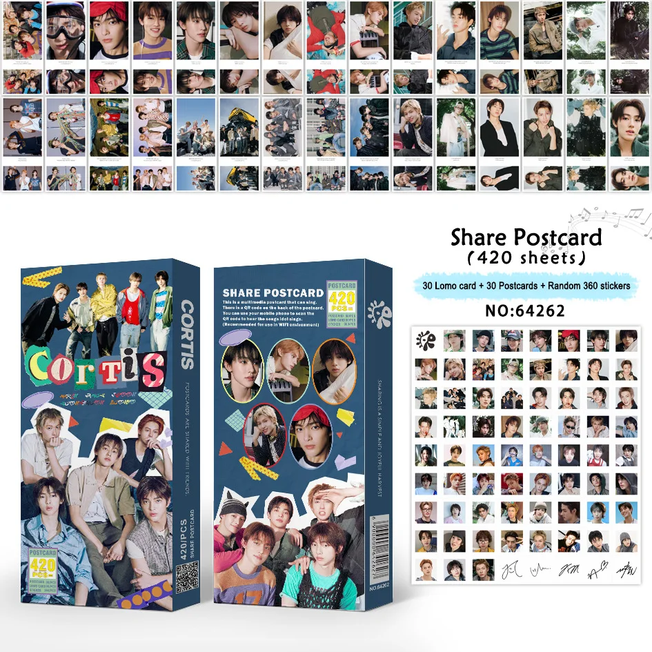 420 unids/caja CORTIS 2026 saludos de la temporada compartir postales pegatinas KEONHO JUHOON MARTIN compartir con tarjetas postales electrónicas de Audio