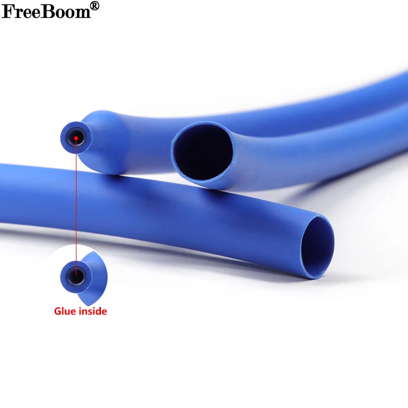 

1~20m 4:1 Heat Shrink Tubing With Glue Blue Diameter 4 - 16mm Dual Wall Adhensive Waterproof Lined Wire Polyolefin Cable Sleeve