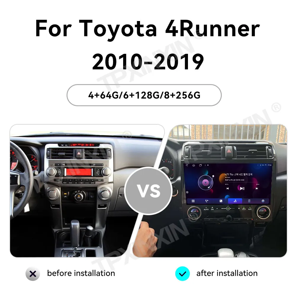 For Toyota 4Runner 2010~2019 Double Knobs Android Auto Carplay Car Radio Automotive Multimedia Stereo Player GPS Navi Head Unit