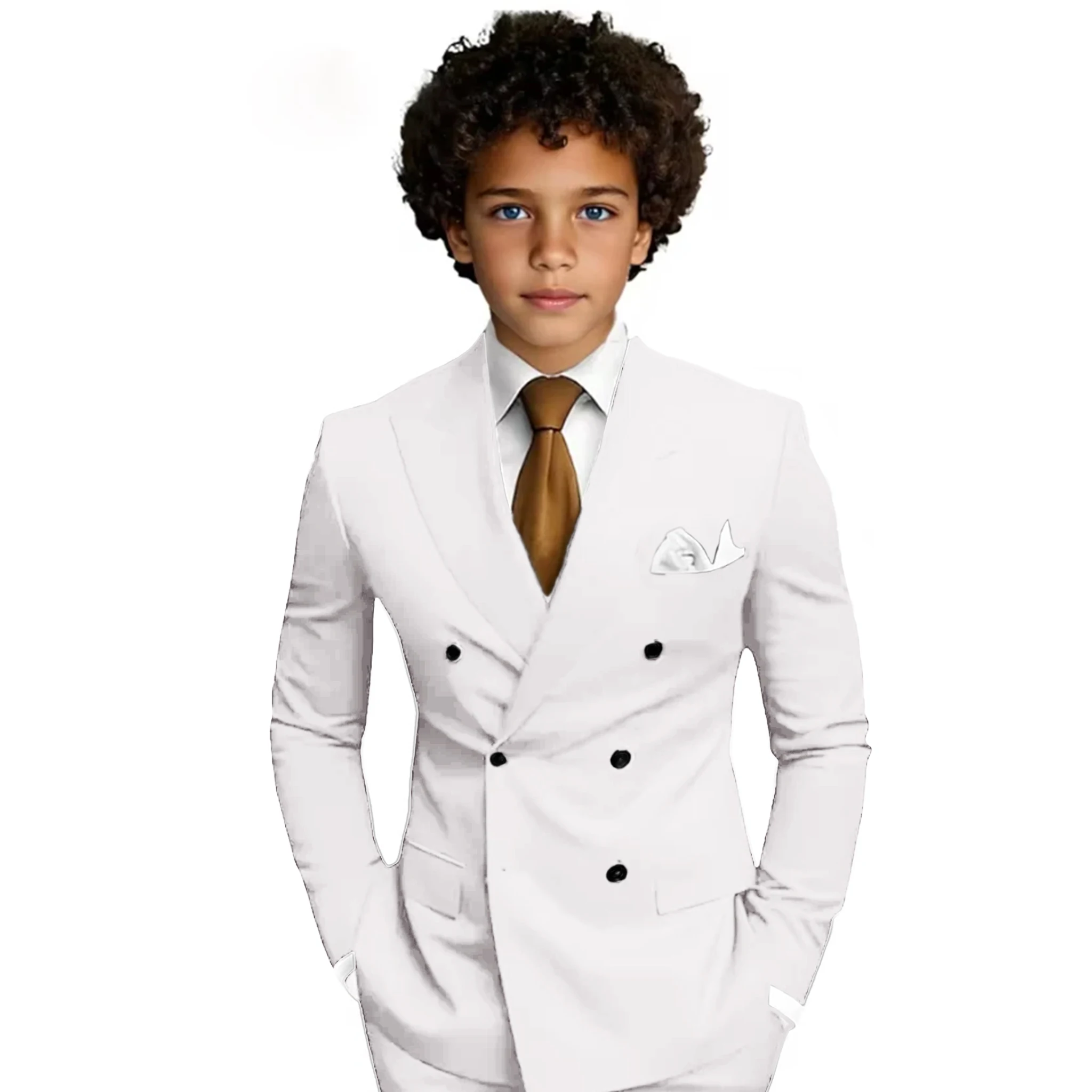 Little Boy's Suits Slim Fit (Blazer+Pants) 2 Pieces Double Breasted Boy Outfit Sets For Wedding