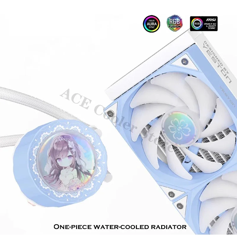 Imagem -04 - Zeaginal Yeston 240 360 Aio Cpu Cooler Sakura Intel Amd Radiador 12o Lga1700 Kit de Resfriamento de Água 5v 3pin Argb Aura Sync