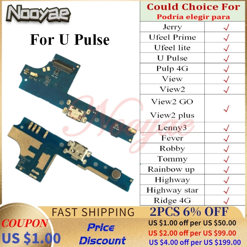 For Wiko Jerry U feel Prime Lite Pulse Pulp Ridge 4G View 2 Go Plus USB Dock Charging Port Charger Microphone Flex Cable Board