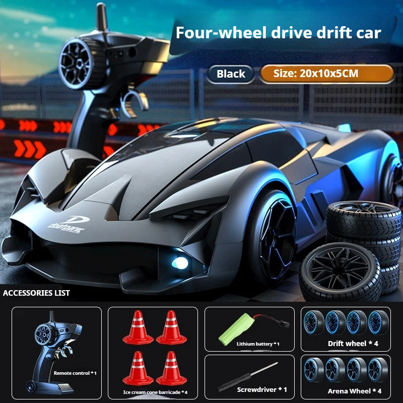 Veículo de controle remoto de alta velocidade, carro de corrida off-road com tração nas quatro rodas, modelo de carro de simulação infantil, carro esportivo