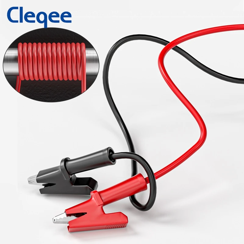 Cleqee P1047 2pcs Test Leads Right-angle Banana Plug to Fully Insulated Alligator Clips Wire Cable Flexible Copper Line