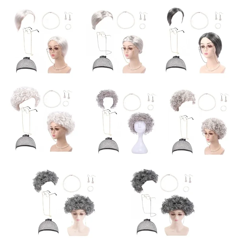 Oude Dame Kostuumset Voor Kinderen Meisjes 100 Dagen Van School Oma Kostuum Outfit Halloween Verkleedpartij En Oma Bril