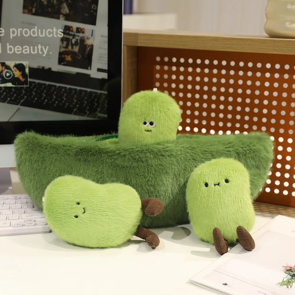 Cartone animato verde soia cialda di piselli peluche Kawaii Keychian bambola di pezza pianta pendente impiccagioni borsa decorazioni per la casa regalo di compleanno per bambini
