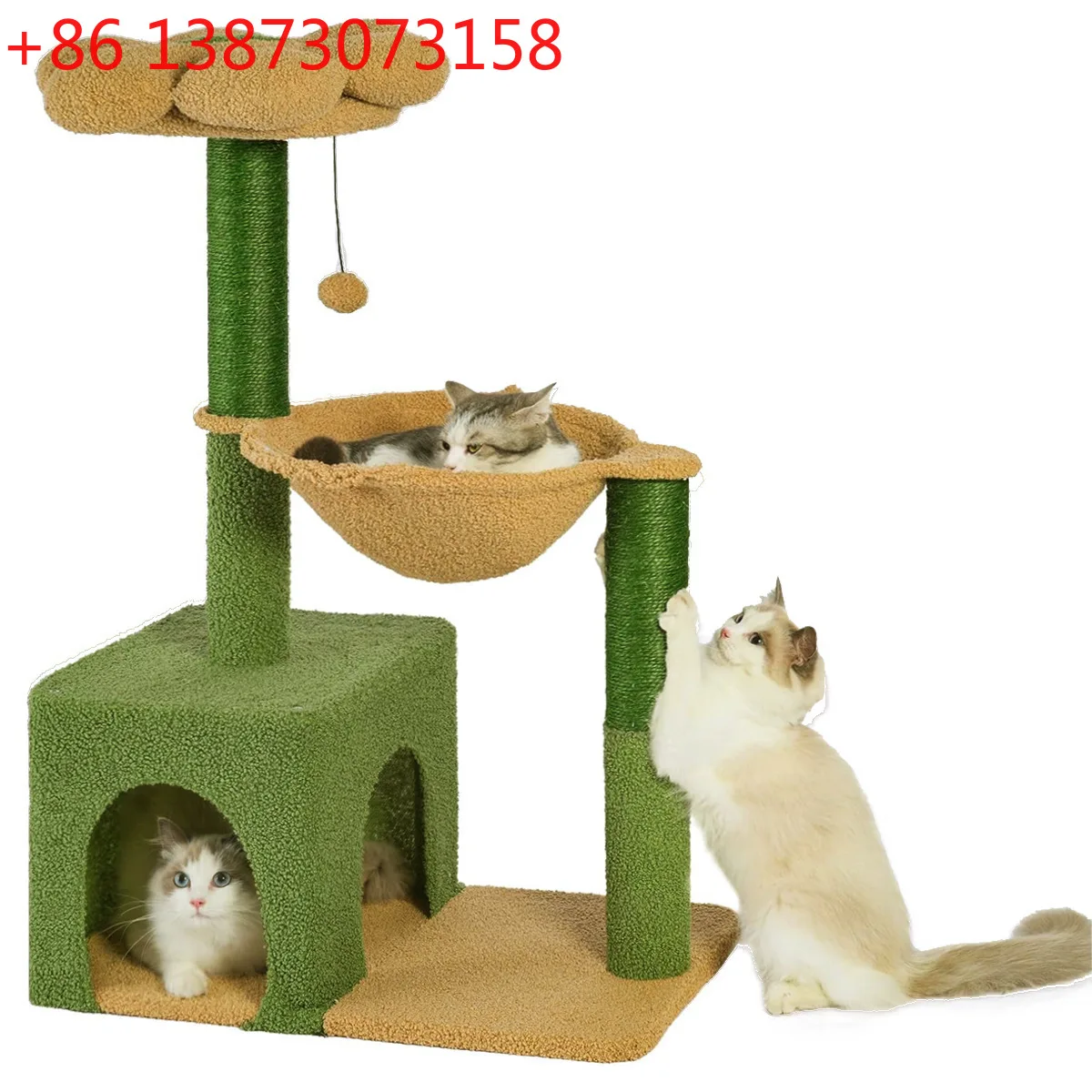

Factory Direct Sales Flower Cat Climbing Frame Tree Cat Nest Integrated with Scratch Post Hammock Multifunctional Indoor