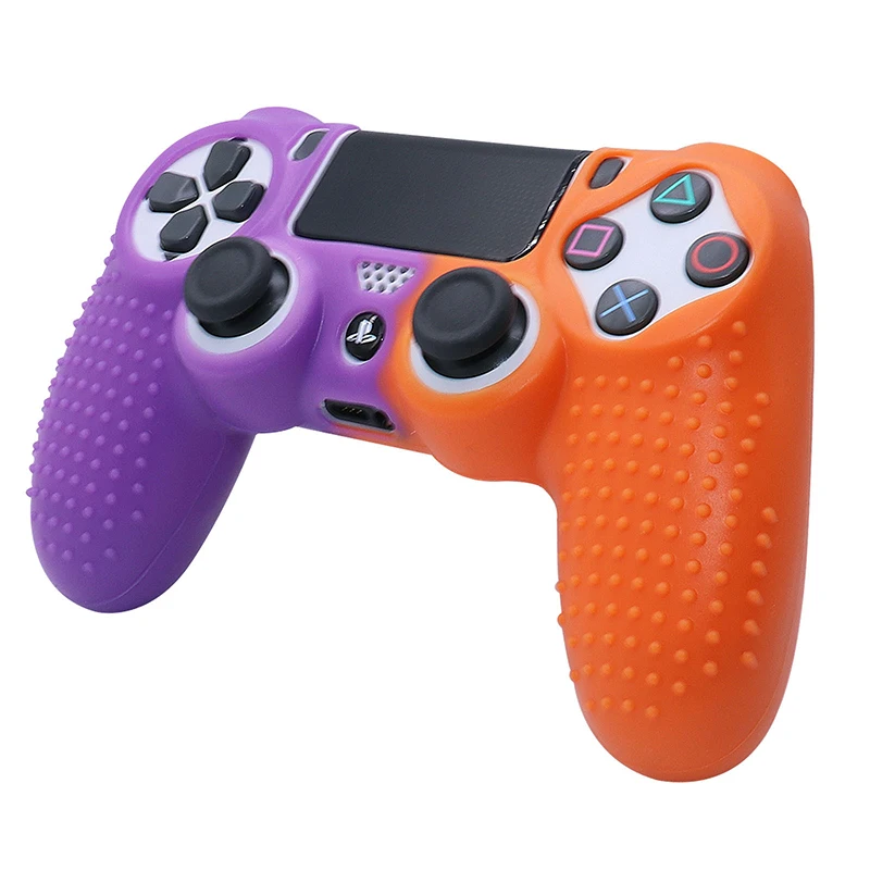 Two-color Non-slip Protective Cover Cases, Greatlizard Soft Rubber Shell Cover Gamepad Silicone Case For PS4 Controller Handle