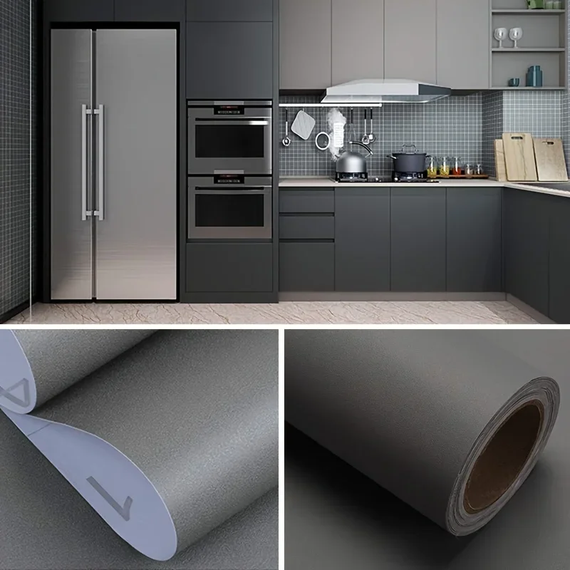 Peel and Stick Wallpaper Matte Grey Contact Paper Self-Adhesive Easy To Apply Waterproof for Cabinets Countertops Walls Floors