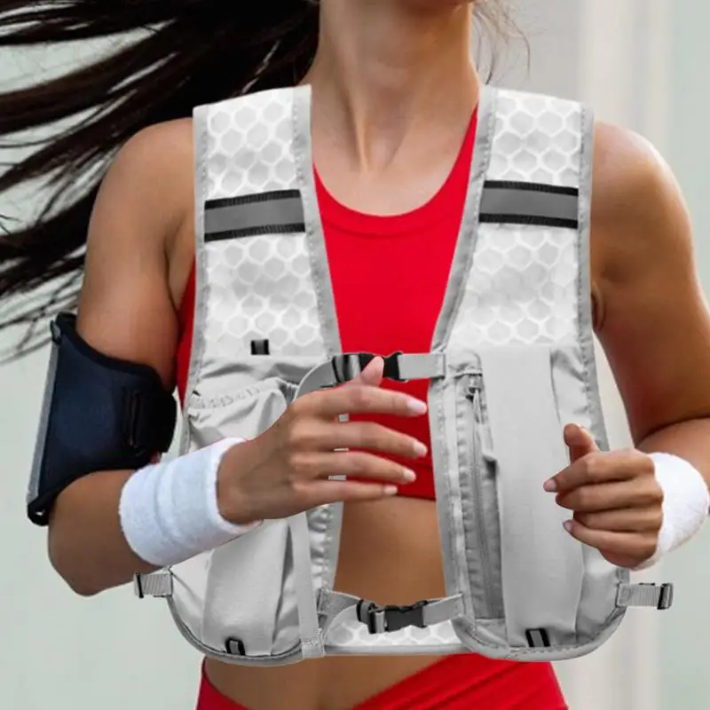 

Жилет для беговой воды Светоотражающая велосипедная нагрудная сумка для гидратации Легкая поясная сумка для бега с карманом для хранения бутылки с водой 500 мл