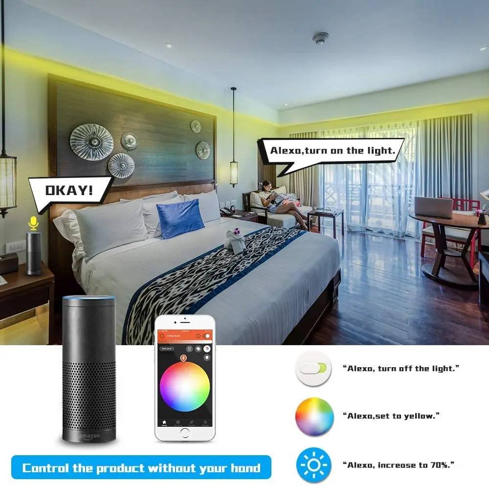 20m WiFi RGBW RGBWW Led Strip 12V 5050 RGB+Warmwhite Flexible Dimmable Light Tuya Smart APP Voice Control for Alexa Google Home