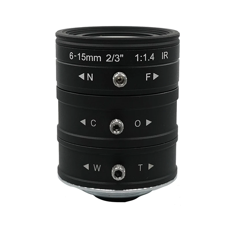 Зум-объектив с большой диафрагмой F1.4 |   6-15 мм 2/3 дюйма 3 МП |   C-Mount с ИК-подсветкой для ночного видения и контроля процессов