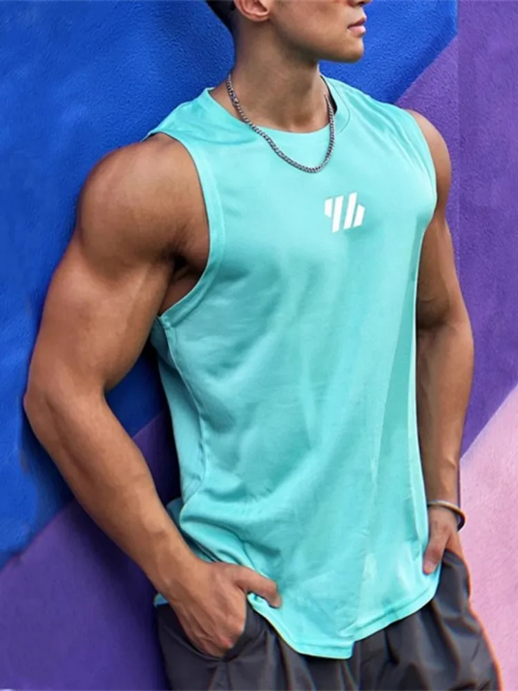 2025 plus récent été gilet de sport haute qualité maille chemise sans manches T-shirts hommes débardeurs course Fitness sport gilet hommes vêtements