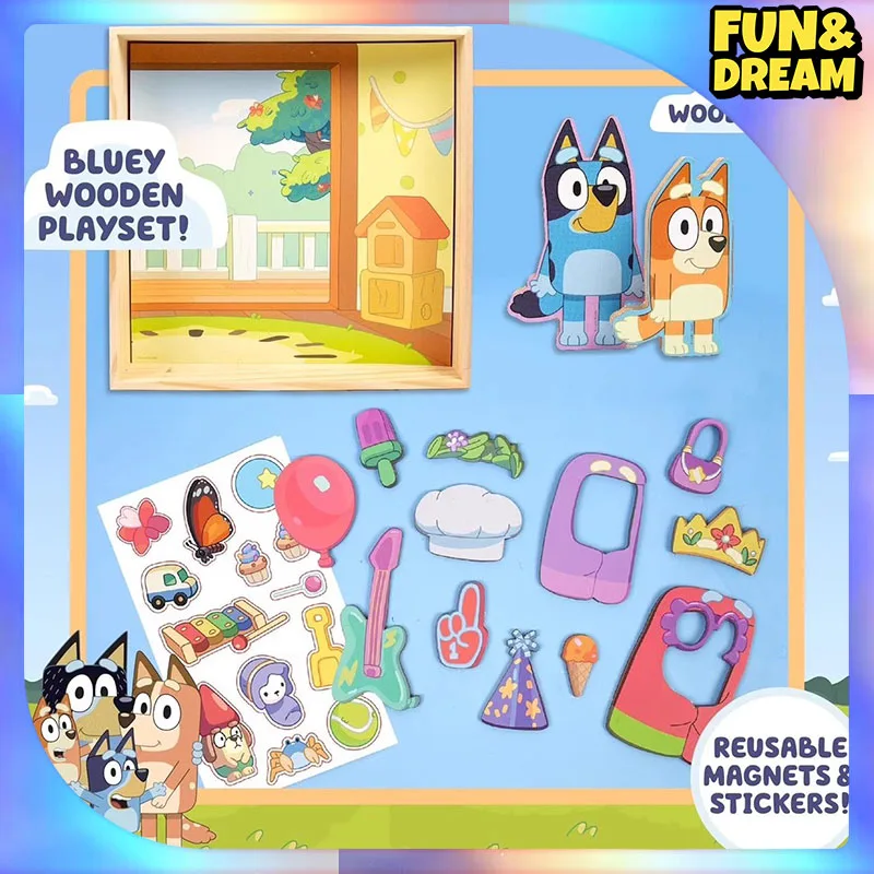 The Blues Family Wooden Bingo Cartoon Magnetic Puzzle Board Toy Children'S Toys Puzzle Tiles Cartoon Toys Anime Characters