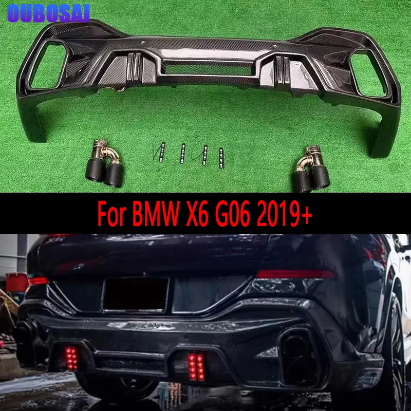 

For BMW X6 G06 2019+ Carbon Fiber Car Rear Bumper Diffuser Rear Splitters Spoiler Back lip shunt L Style body kit