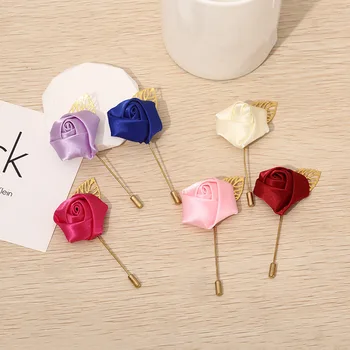 Zijden Roos Kunstmatige Boutonniere Bloemen Mensuit Bruidsjonkers Bruiloft Accessoires Temoins Mariage Бутоньерка На Руку