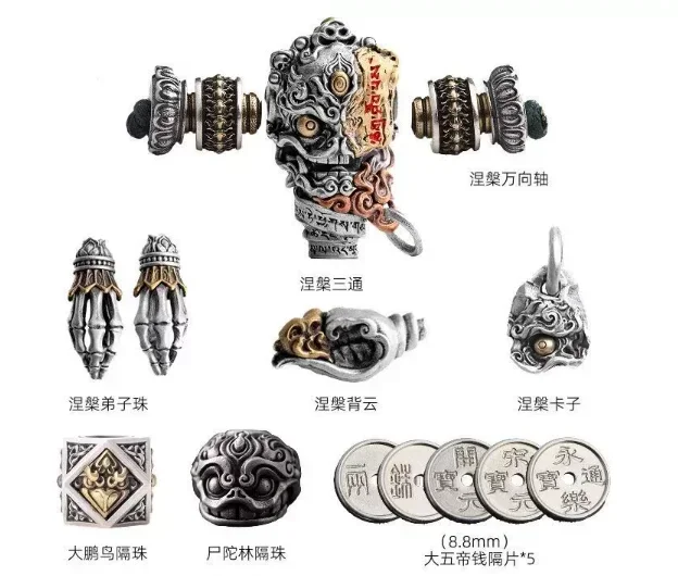 

Браслет-клипсы Nirvana — серебряные украшения ручной работы в китайском стиле своими руками (тибетские аксессуары для подвешивания по бокам)