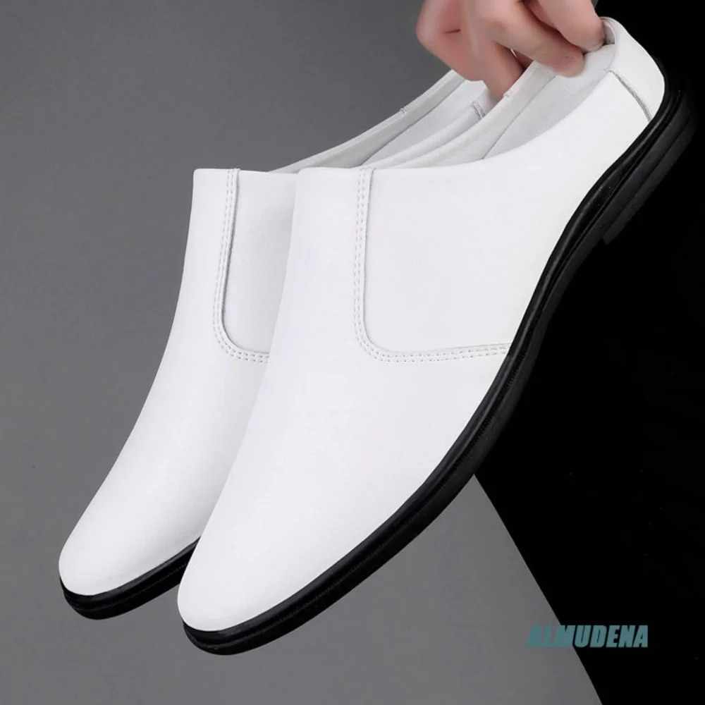 Minimalist Men Business Half Slippers Backless Slip On Mule Shoes Flat Comfort Loafers Black White For Office Daily Walking Wear