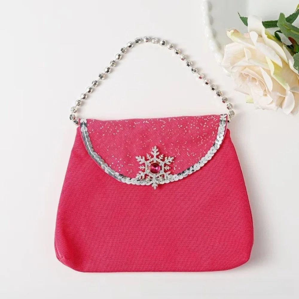 Peach Heart Multicolor Princess Handbag Snowflake Pattern 1pc Phone Bag Baby Girl's Size Peach Heart Design Coin Purse Party Use