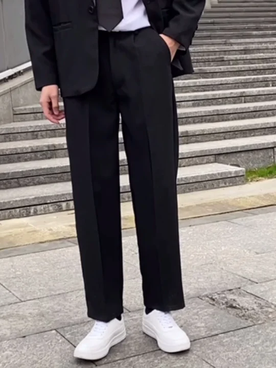 

Autumn Men's Straight Leg Loose Drapey INS Nine-Five Suit Pants Trendy Wide Leg Casual Long Trousers Polyester Fiber 95% Span...