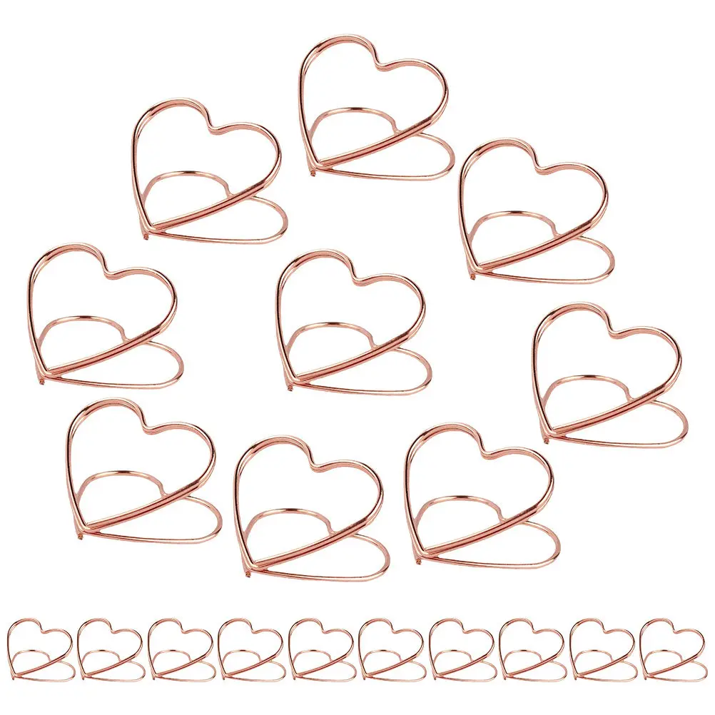 

32Pcs Heart Shape Memo Clip Table Number Holders Sturdy Metal Place Card Holder for Wedding Restaurant Office Photo Note Display