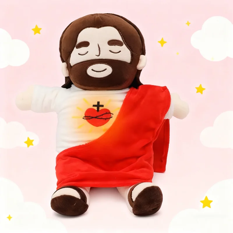

Jesus Plush Toy Sleep Companion Soft Comfortable Hug Pillow Four Gear Adjustment breathing light Christma Gift