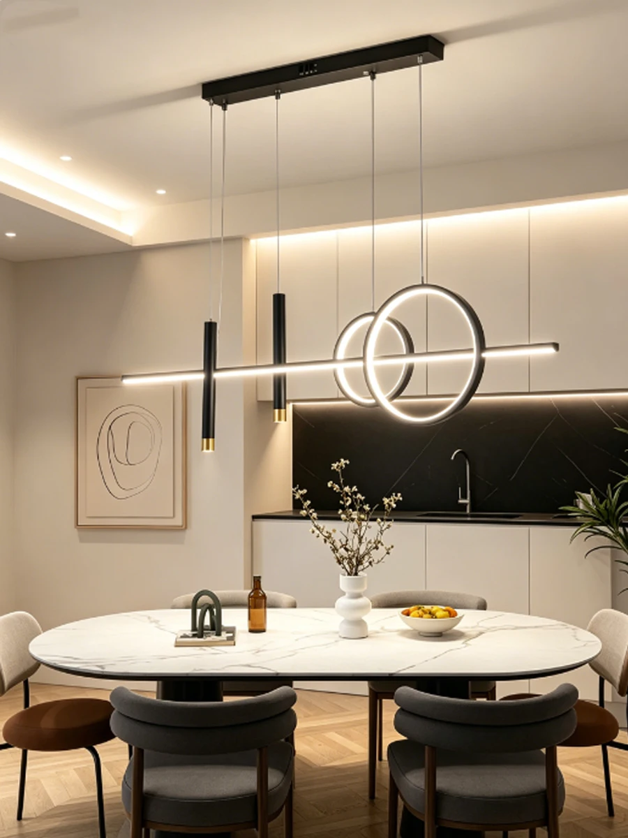 Modern Minimalist LED Pendant Light for Dining Room, Luxury Long Strip Chandelier for Kitchen Island Bar, Contemporary Designer