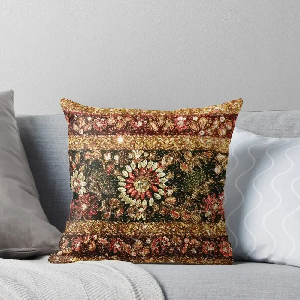 Beaded Indian Saree Photo Throw Pillow Luxury Pillow Case ornamental pillows luxury sofa pillows Luxury Pillow Cover