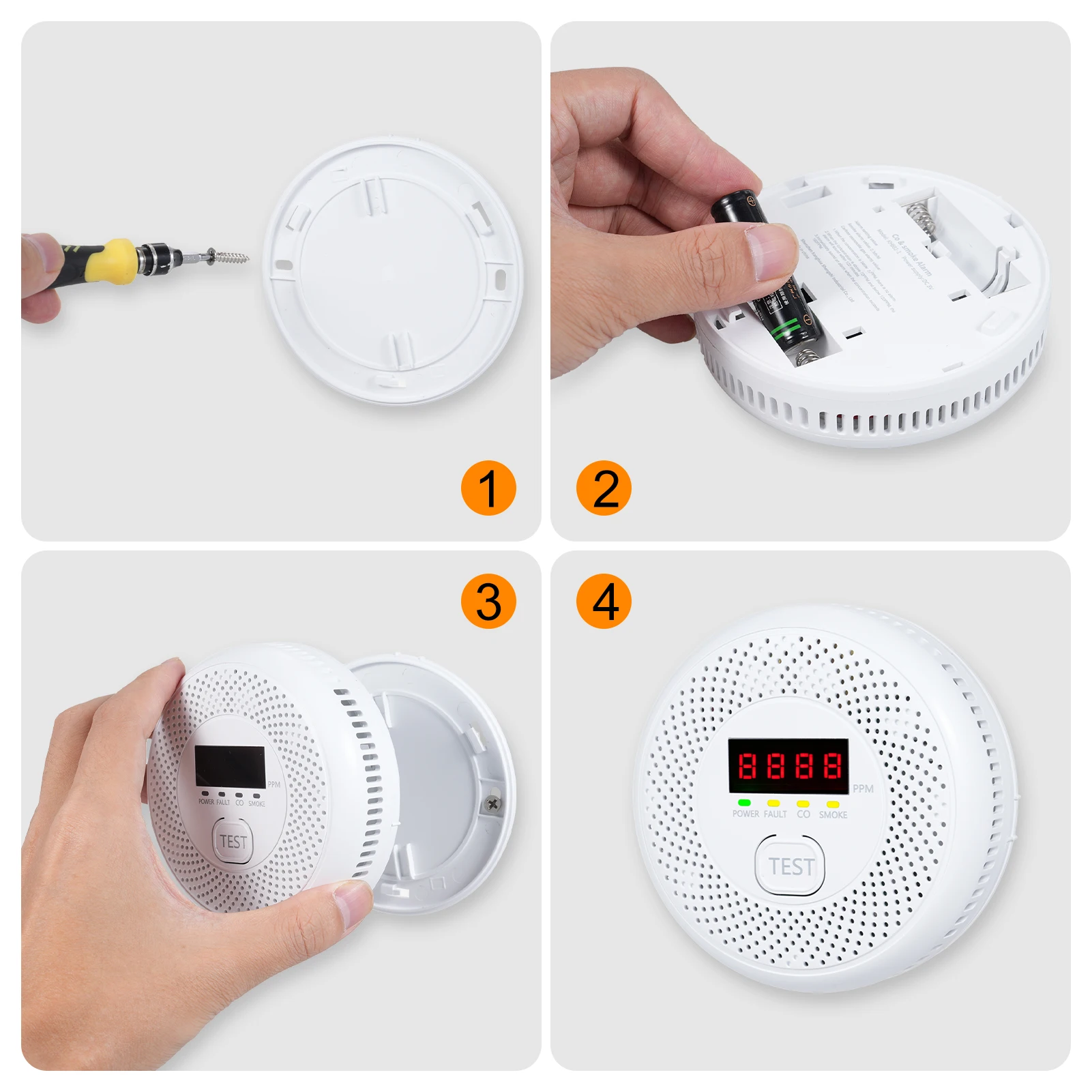 2 in 1 Carbon Monoxide Detectors, Natural Gas Detector & Smoke Detector with Dual Alarm  Propane CO Detector in (Temp & Humidity