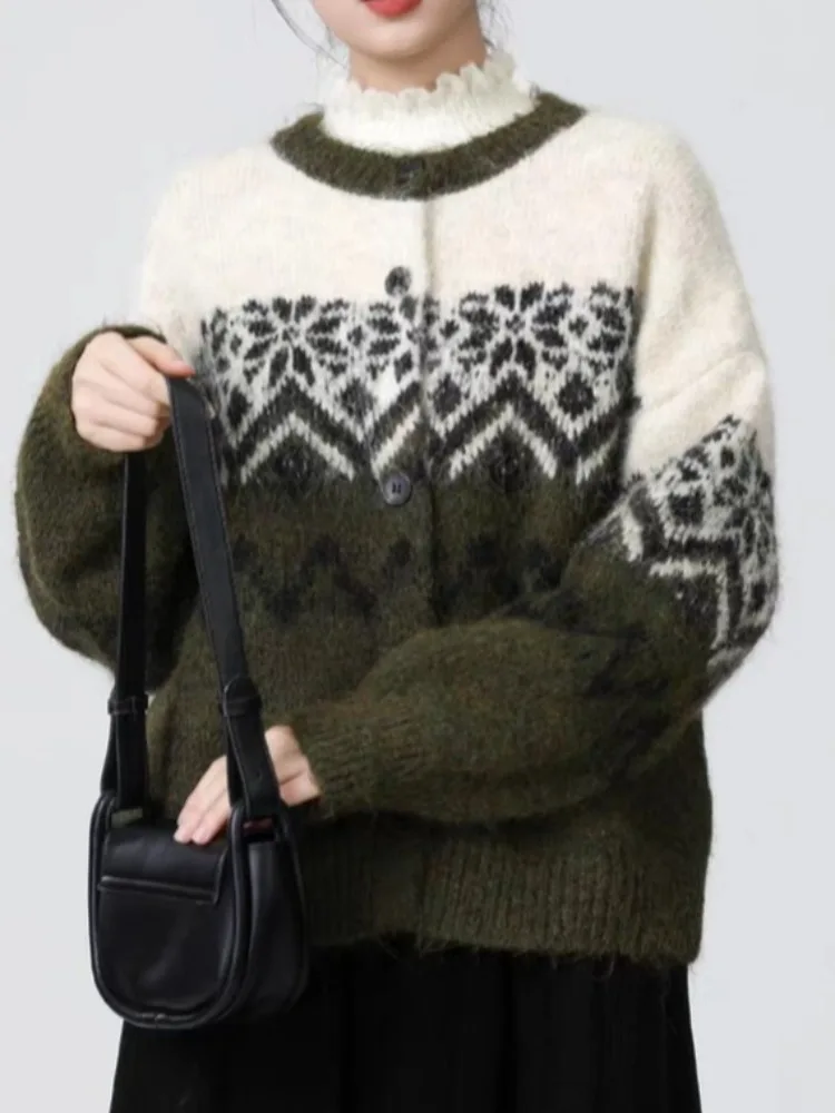 

Ретро Цвет Blo eep Camere Открытый Кардиган Женский Осень Зима Новый Дизайн Круглый Ne Мягкая Повседневная Верхняя Одежда Модный Топ