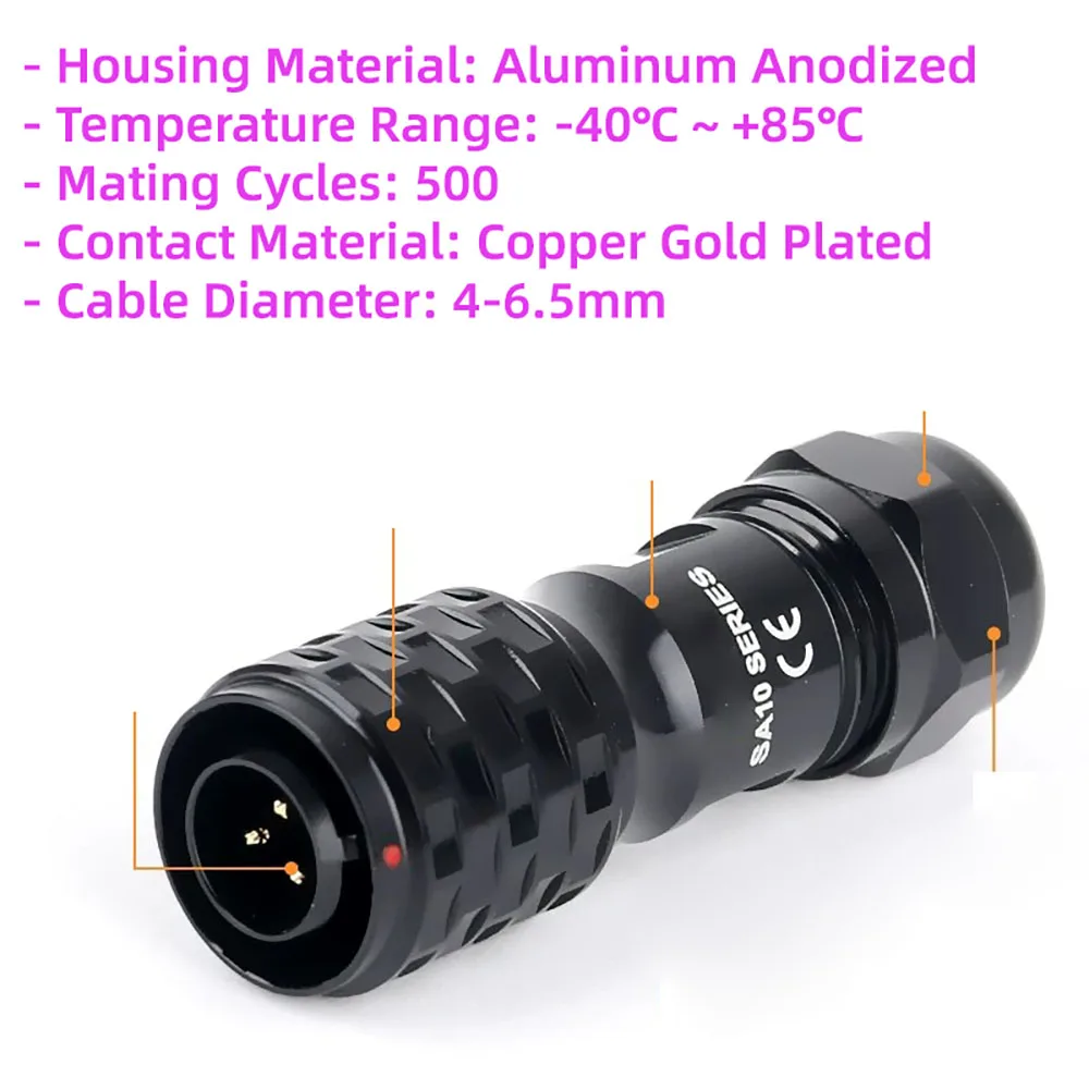 For Weipu SA10 Aviation Connector 2 3 4 5 Pin IP67 Waterproof Industrial Power Signal SA1010/S Female Plug SA1012/P Male Socket