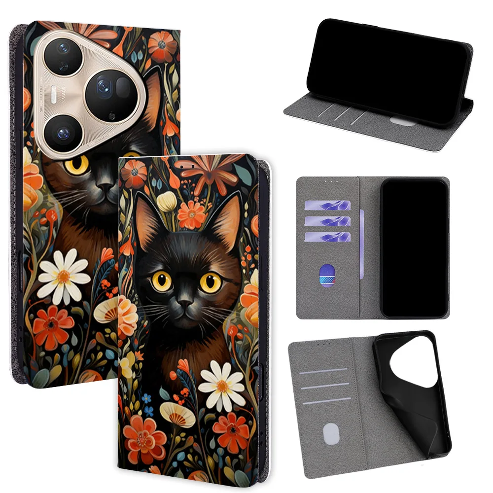 

Магнитный чехол-флип для Huawei Mate 30 50 60 70 80 Pro Max/Pura 80 70 Ultra/P60 P50 P40 со встроенным кошельком и слотами для карт