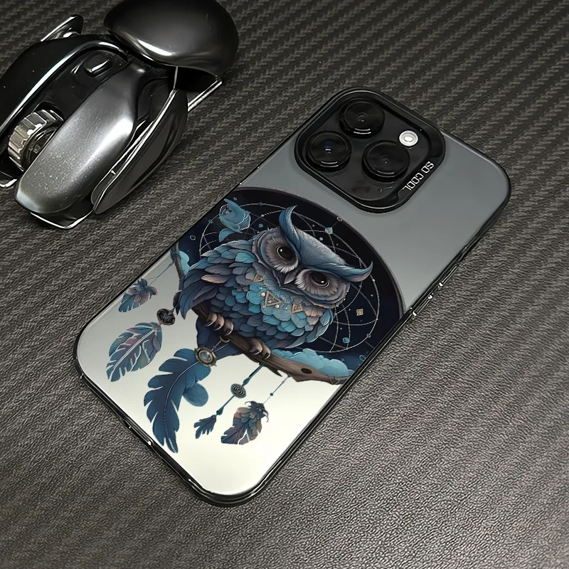 

Creative owl pattern phone case for iPhone 16 15 14 13 12 11 Pro/ Max/Plus shock-proof rear cover anti-fingerprint